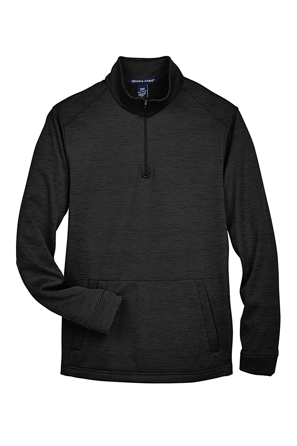Devon & Jones Hommes Pull à col zippé 1/4 Newbury en polaire avec poche kangourou - Noir chiné