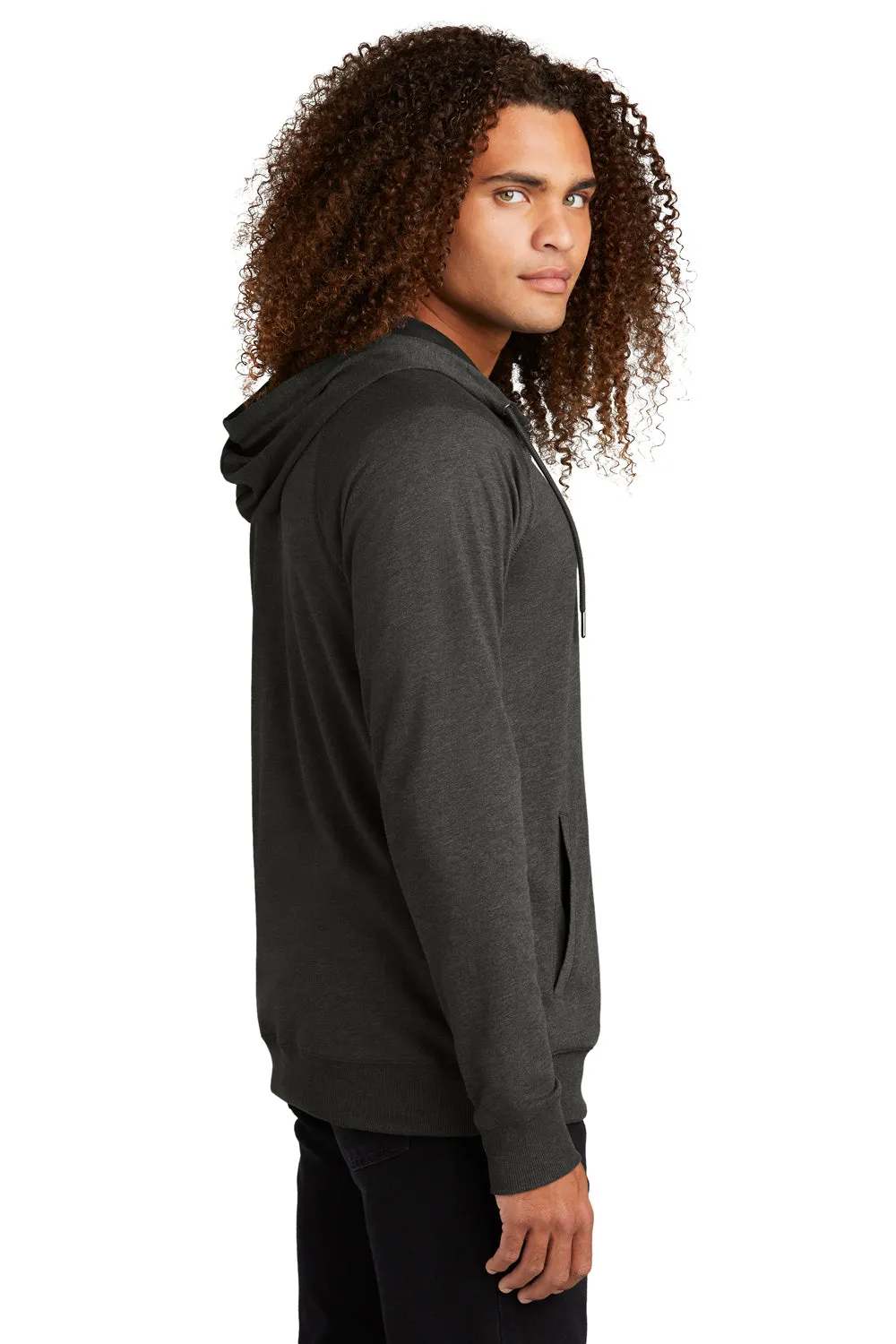 Pull à capuche en French Terry pour homme avec fermeture éclair complète et poches - Gris charbon lavé