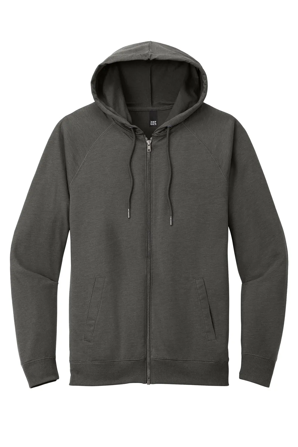 Pull à capuche en French Terry pour homme avec fermeture éclair complète et poches - Gris charbon lavé