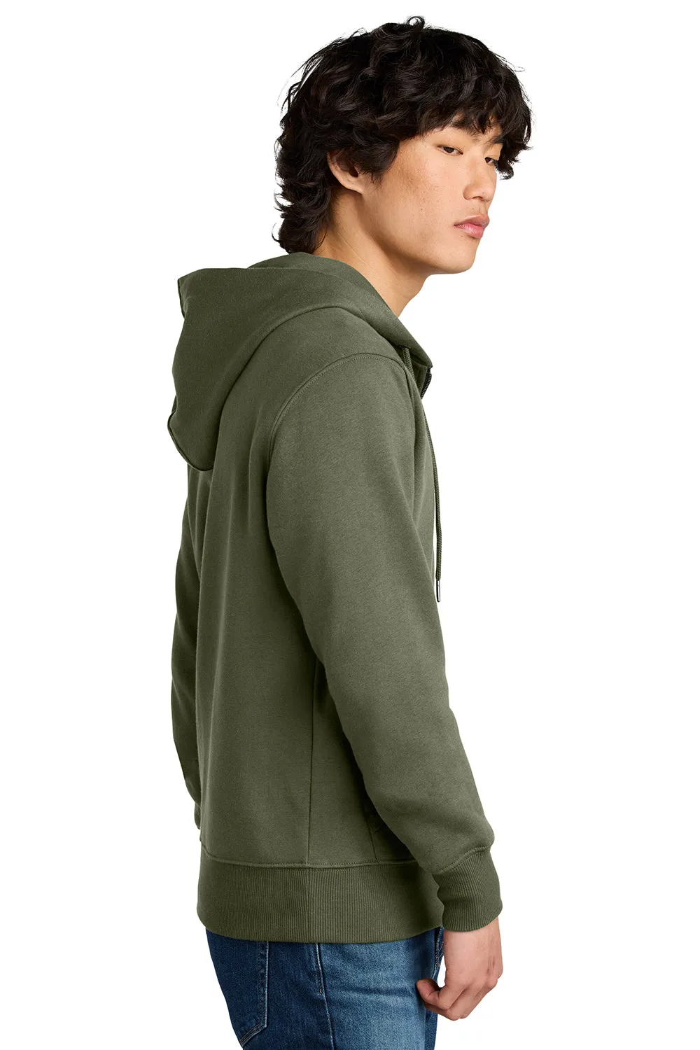 Pull à capuche en polaire zip complet pour homme District - Poids parfait - Avec poches - Vert militaire