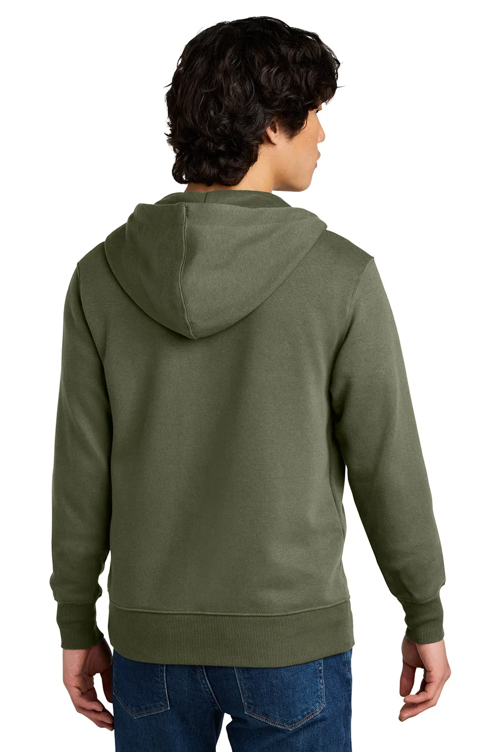 Pull à capuche en polaire zip complet pour homme District - Poids parfait - Avec poches - Vert militaire