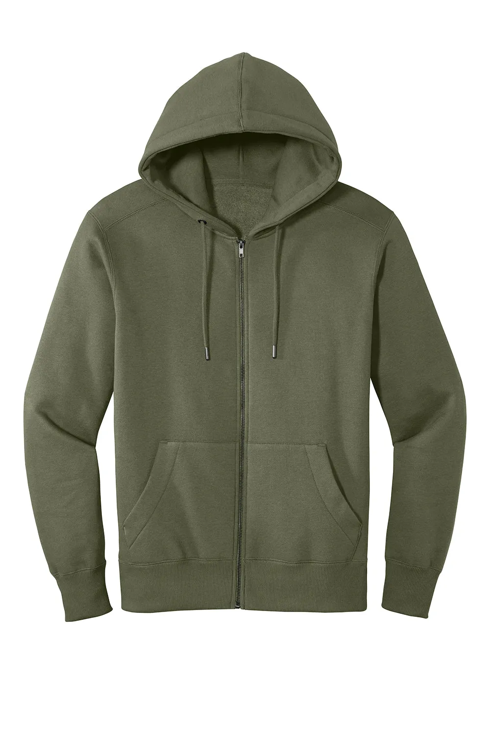 Pull à capuche en polaire zip complet pour homme District - Poids parfait - Avec poches - Vert militaire