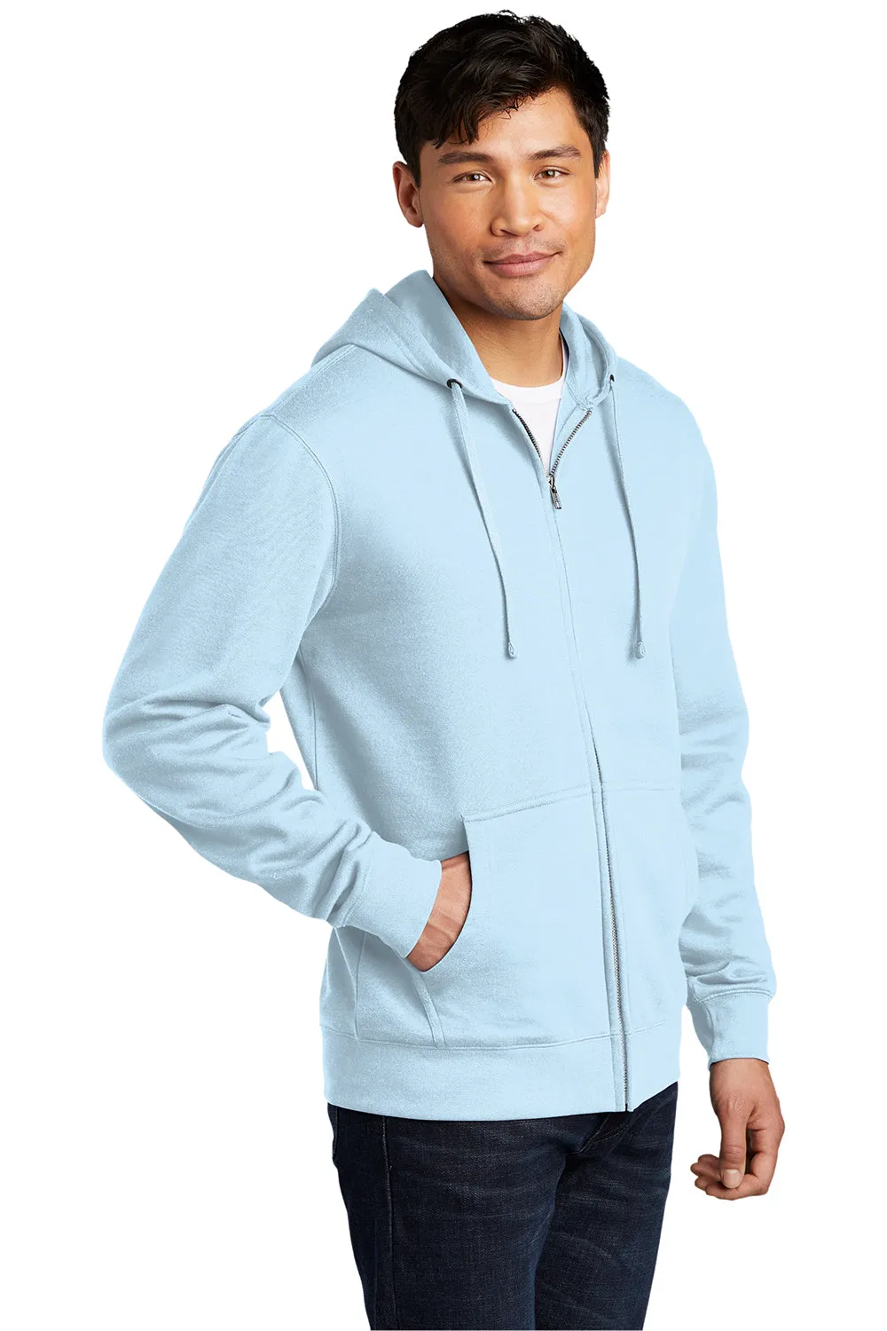 Pull à capuche zippé très important pour hommes District avec poches - Bleu glace