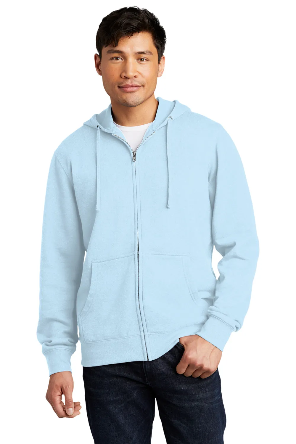 Pull à capuche zippé très important pour hommes District avec poches - Bleu glace