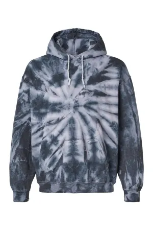 Dyenomite Mens Blended Tie Dyed Hooded Sweatshirt Hoodie w/ Pouch Pocket - Black Cyclone