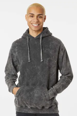 Dyenomite Mens Premium Fleece Mineral Wash Hooded Sweatshirt Hoodie w/ Pouch Pocket - Grey Mineral Wash