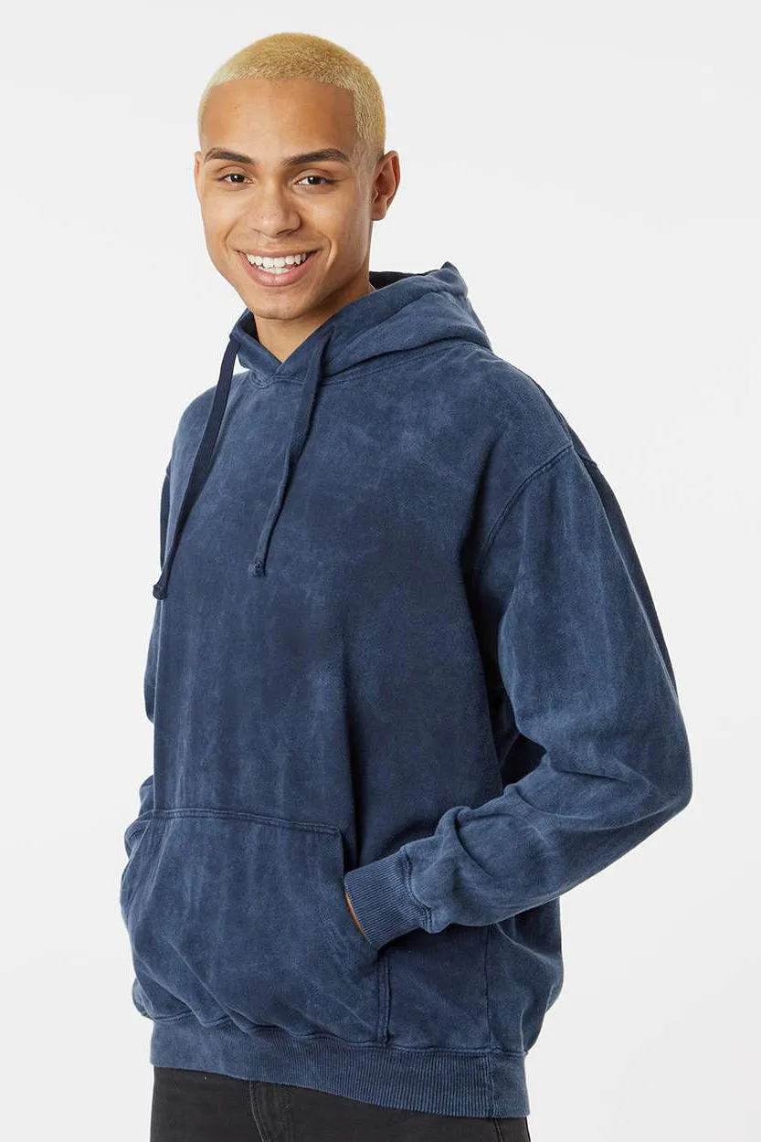 Dyenomite Sweat à capuche premium en polaire lavage minéral pour hommes avec poche kangourou - Bleu minuit