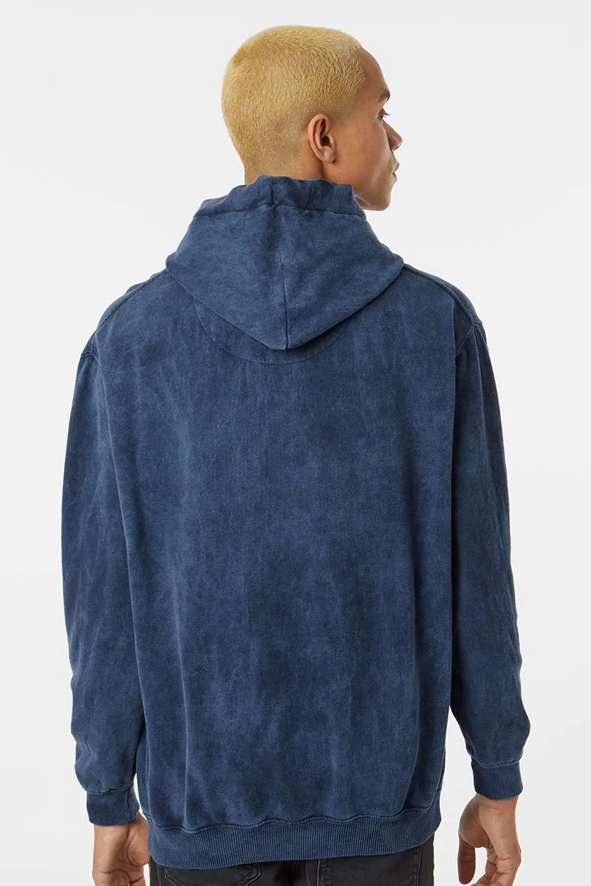 Dyenomite Sweat à capuche premium en polaire lavage minéral pour hommes avec poche kangourou - Bleu minuit