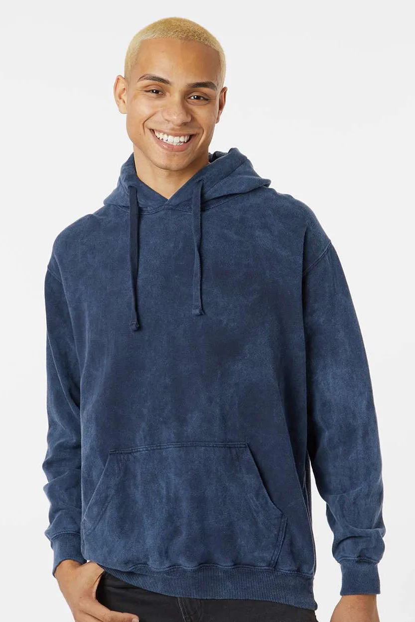 Dyenomite Sweat à capuche premium en polaire lavage minéral pour hommes avec poche kangourou - Bleu minuit