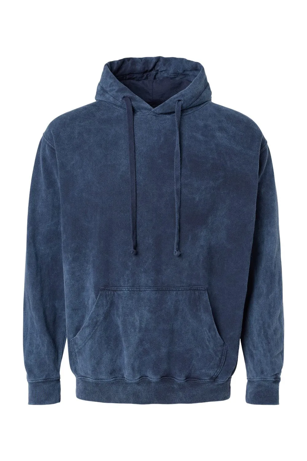 Dyenomite Sweat à capuche premium en polaire lavage minéral pour hommes avec poche kangourou - Bleu minuit