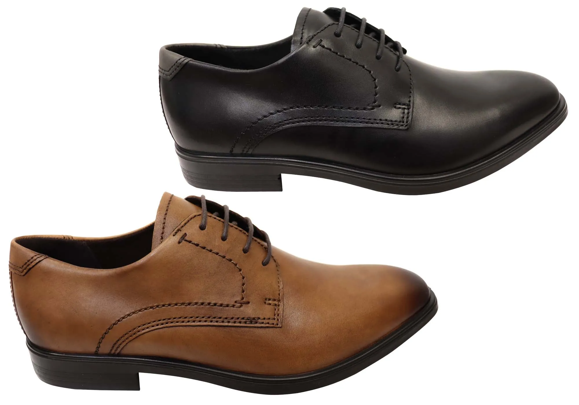 ECCO Chaussures habillées confortables en cuir pour homme Melbourne à lacets