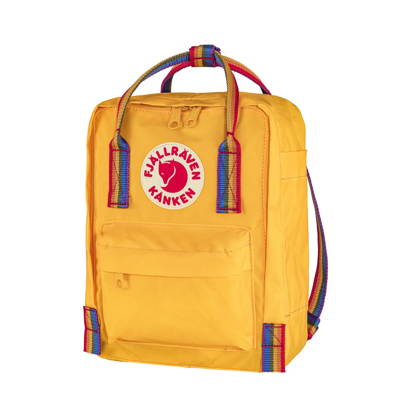Sac à dos Fjallraven Kanken Rainbow Mini Jaune chaud / Motif arc-en-ciel Sacs Fjällräven Kånken