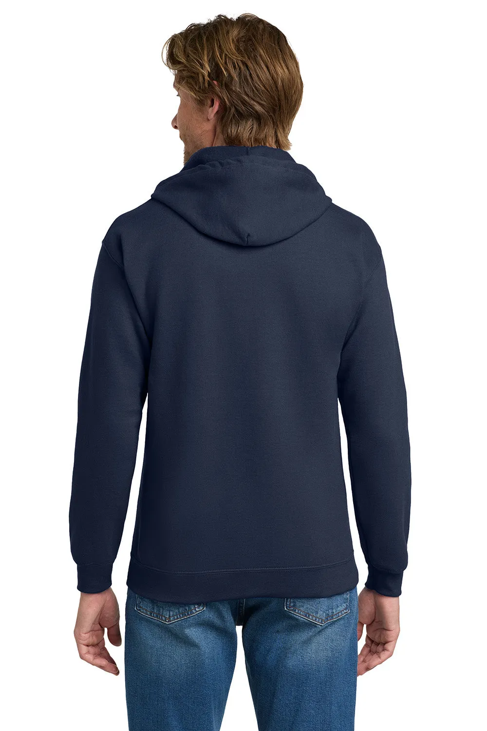 Gildan Sweat à capuche résistant aux pilules avec fermeture éclair complète et poches - Bleu marine