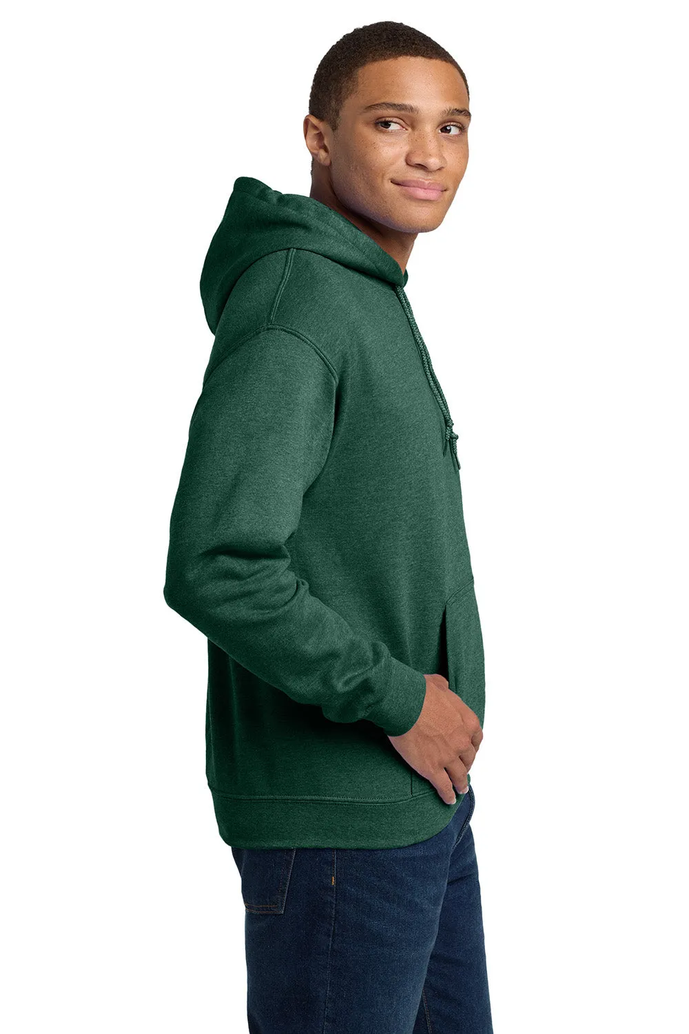 Gildan Sweat à capuche résistant aux pilules pour hommes avec poche kangourou - Vert foncé chiné