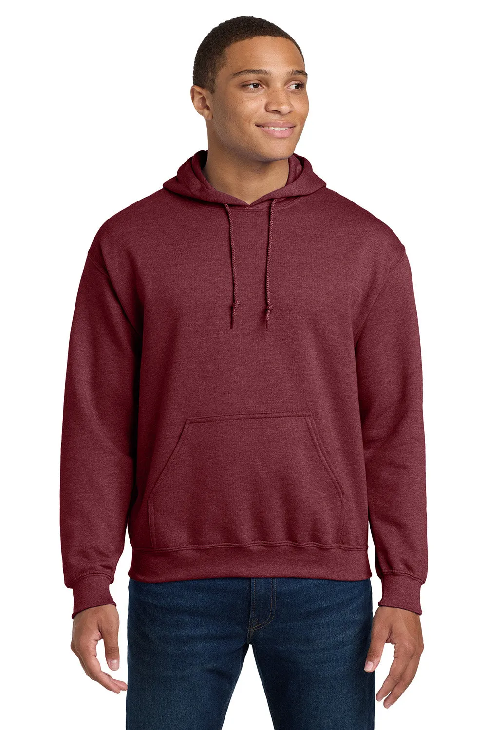 Gildan Sweat à capuche résistant aux pilules pour hommes avec poche kangourou - Marron foncé chiné