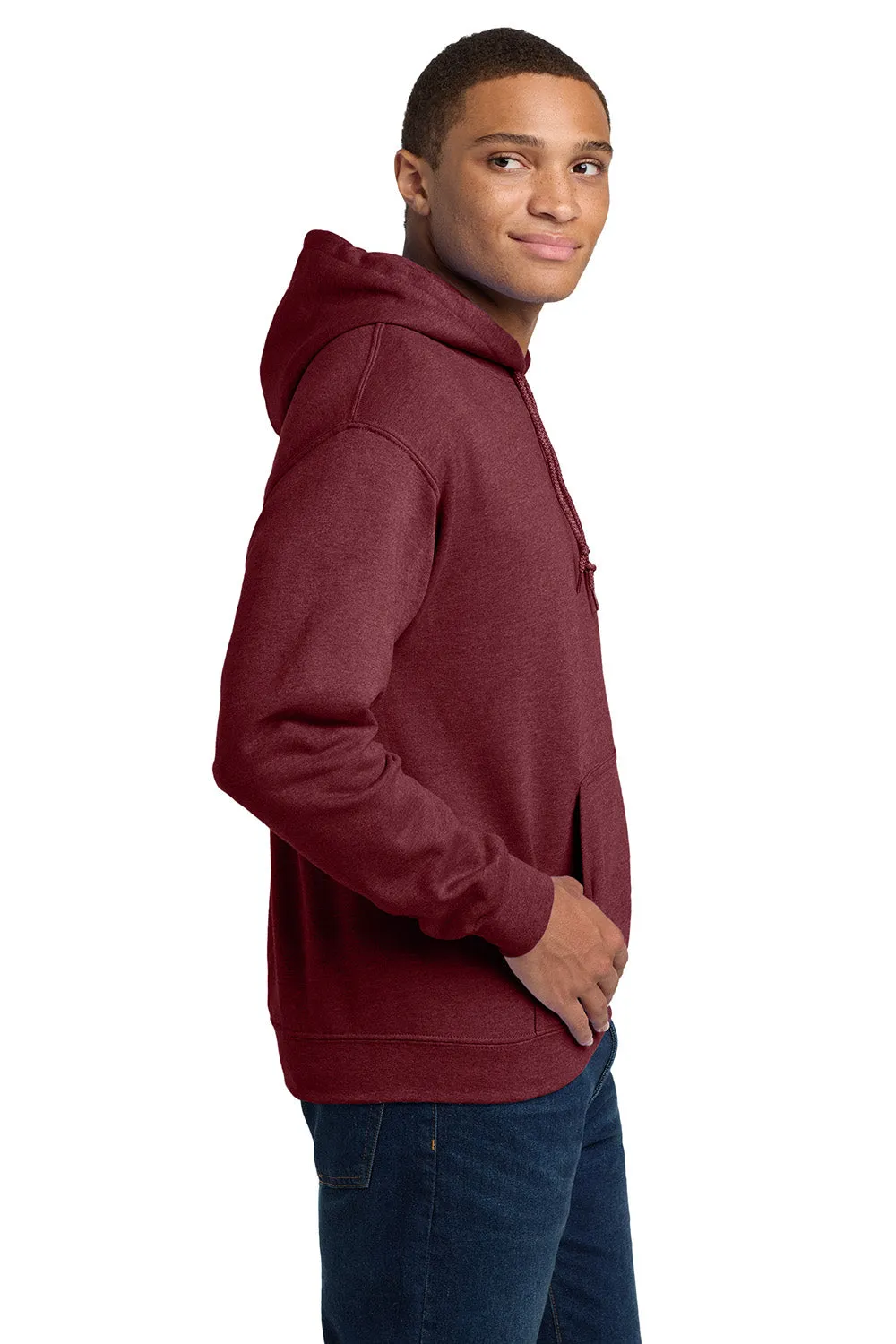 Gildan Sweat à capuche résistant aux pilules pour hommes avec poche kangourou - Marron foncé chiné