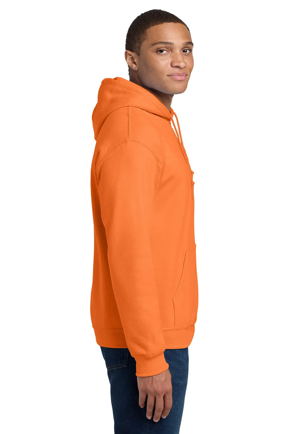 Gildan Sweat à capuche pour hommes résistant aux pilules avec poche kangourou - Orange sécurité