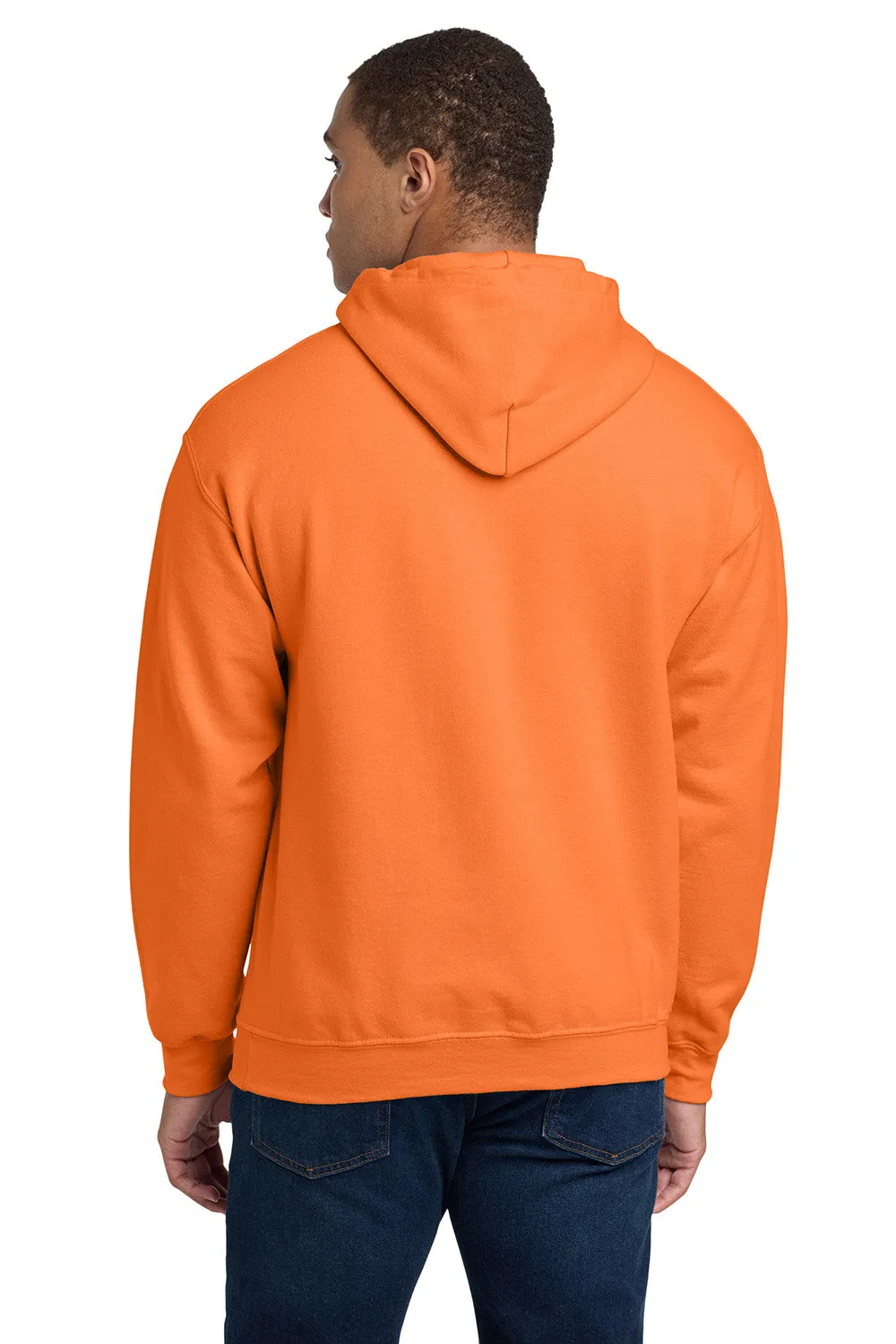 Gildan Sweat à capuche pour hommes résistant aux pilules avec poche kangourou - Orange sécurité