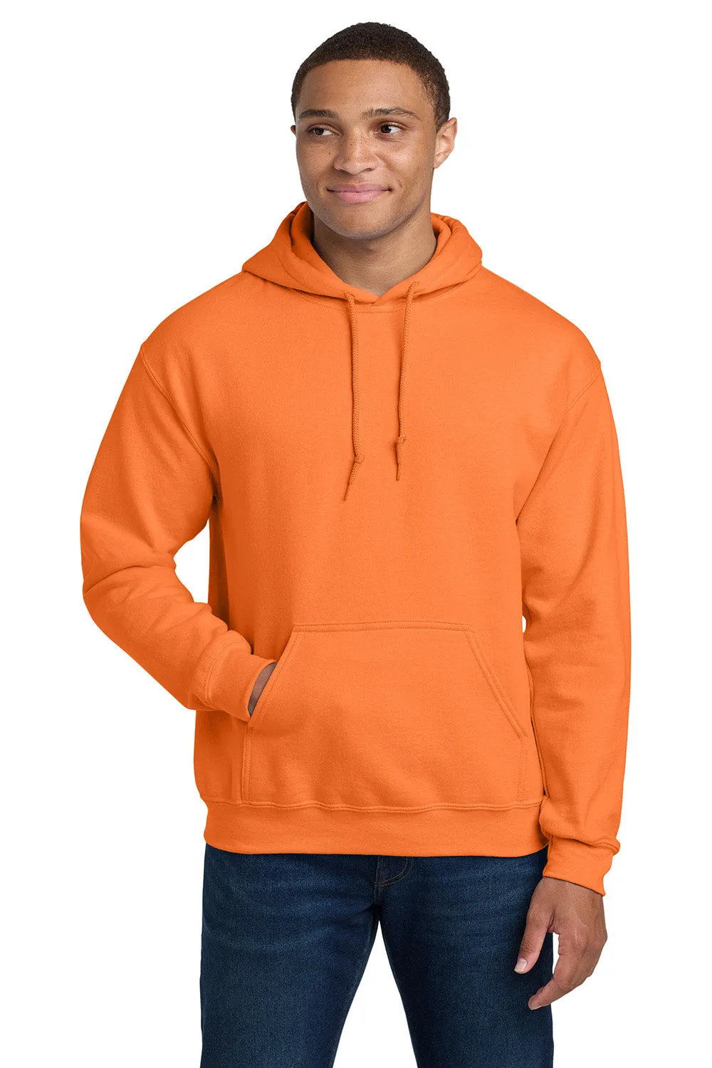 Gildan Sweat à capuche pour hommes résistant aux pilules avec poche kangourou - Orange sécurité