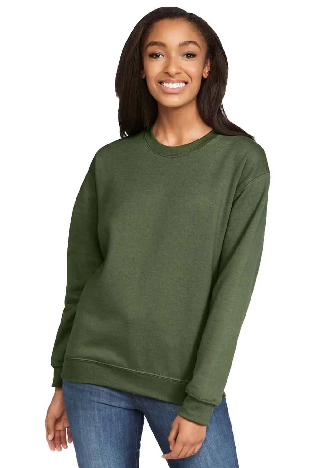 Gildan Sweat-shirt à col rond pour hommes en Softstyle - Vert militaire