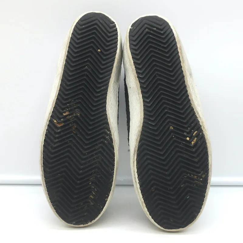 Golden Goose Superstar Chaussures de Sport Pailletées Noir Cuir Vernis Imitation Croco Taille 38