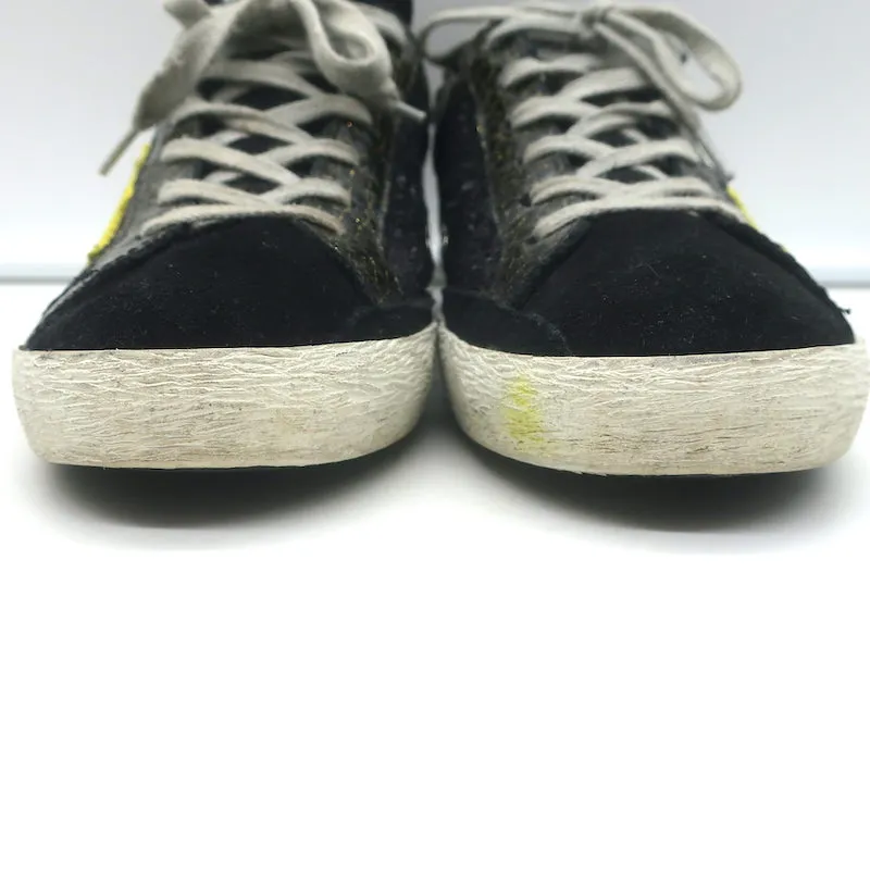 Golden Goose Superstar Chaussures de Sport Pailletées Noir Cuir Vernis Imitation Croco Taille 38