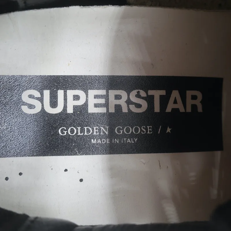 Golden Goose Superstar Chaussures de Sport Pailletées Noir Cuir Vernis Imitation Croco Taille 38