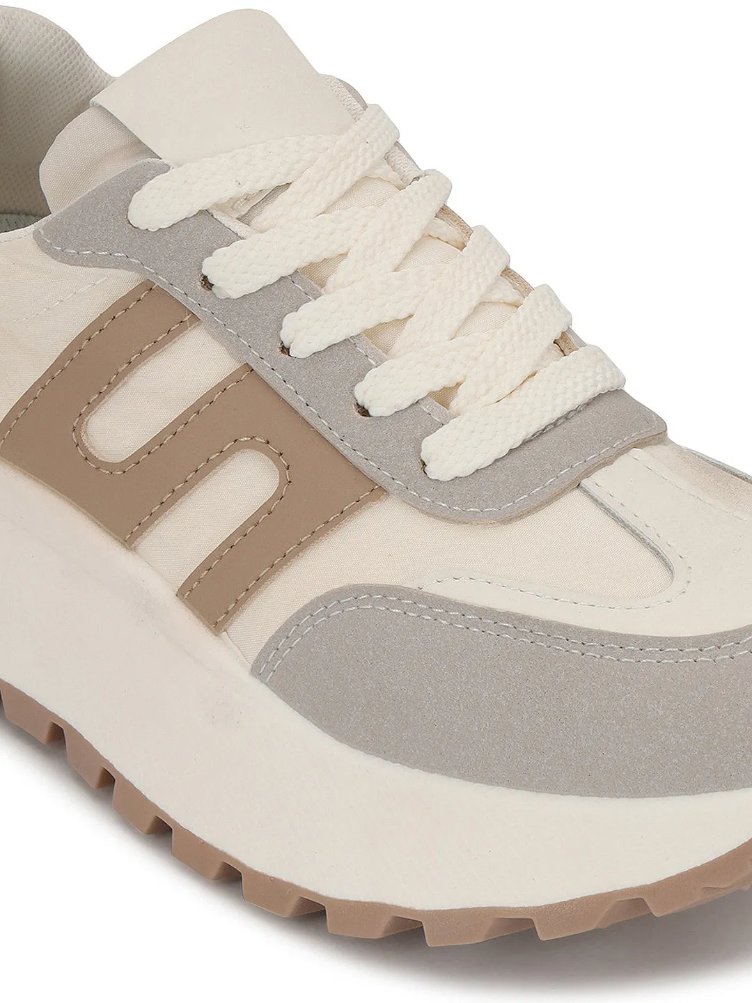 Baskets élégantes à lacets en daim gris beige (TC-RS3592-GRYBEIG)