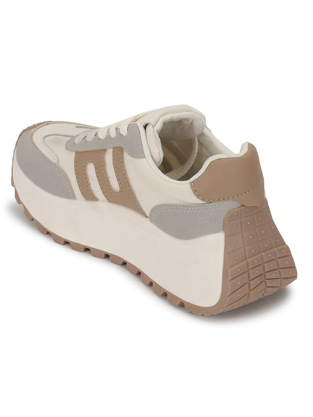 Baskets élégantes à lacets en daim gris beige (TC-RS3592-GRYBEIG)