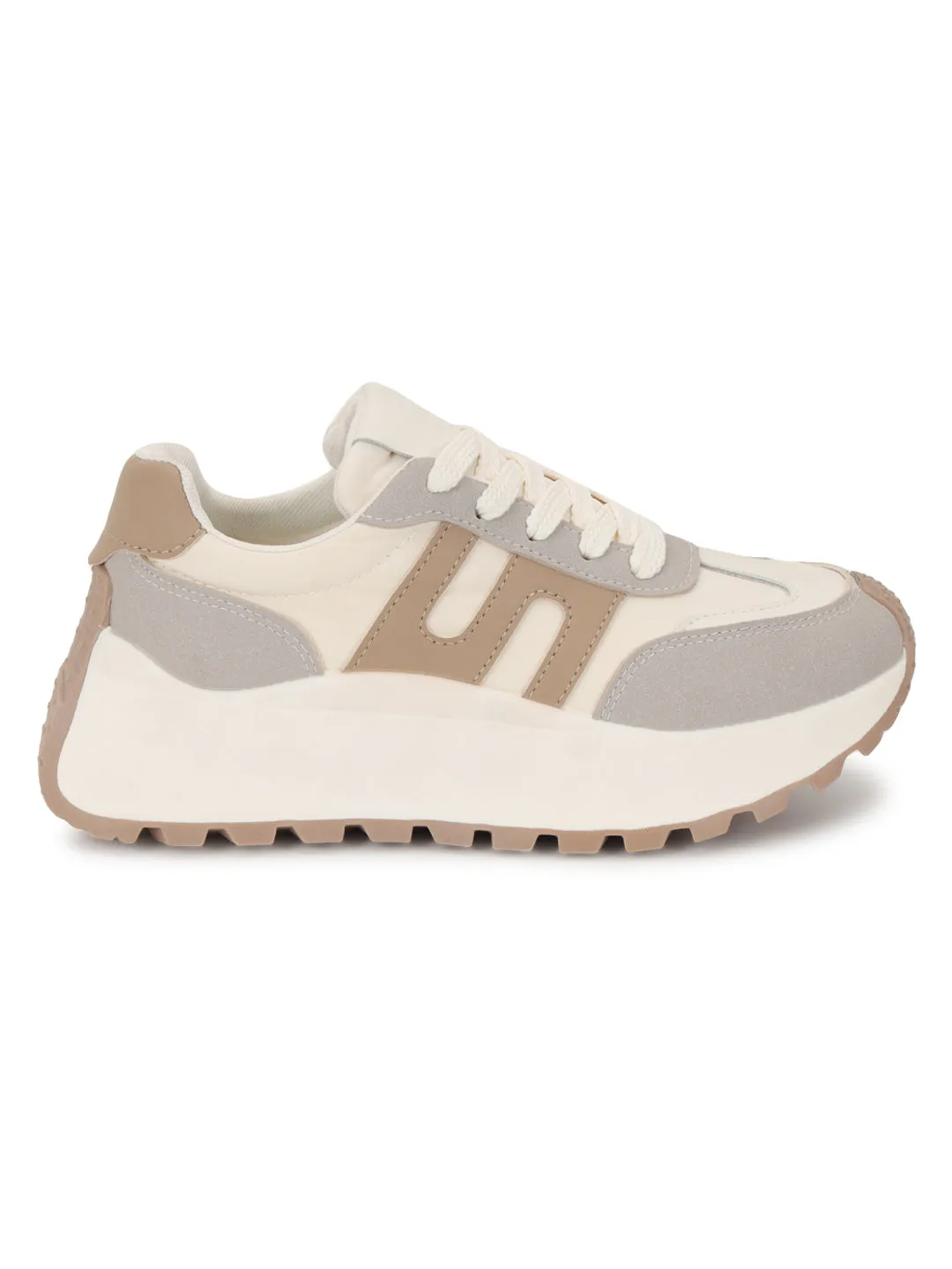 Baskets élégantes à lacets en daim gris beige (TC-RS3592-GRYBEIG)