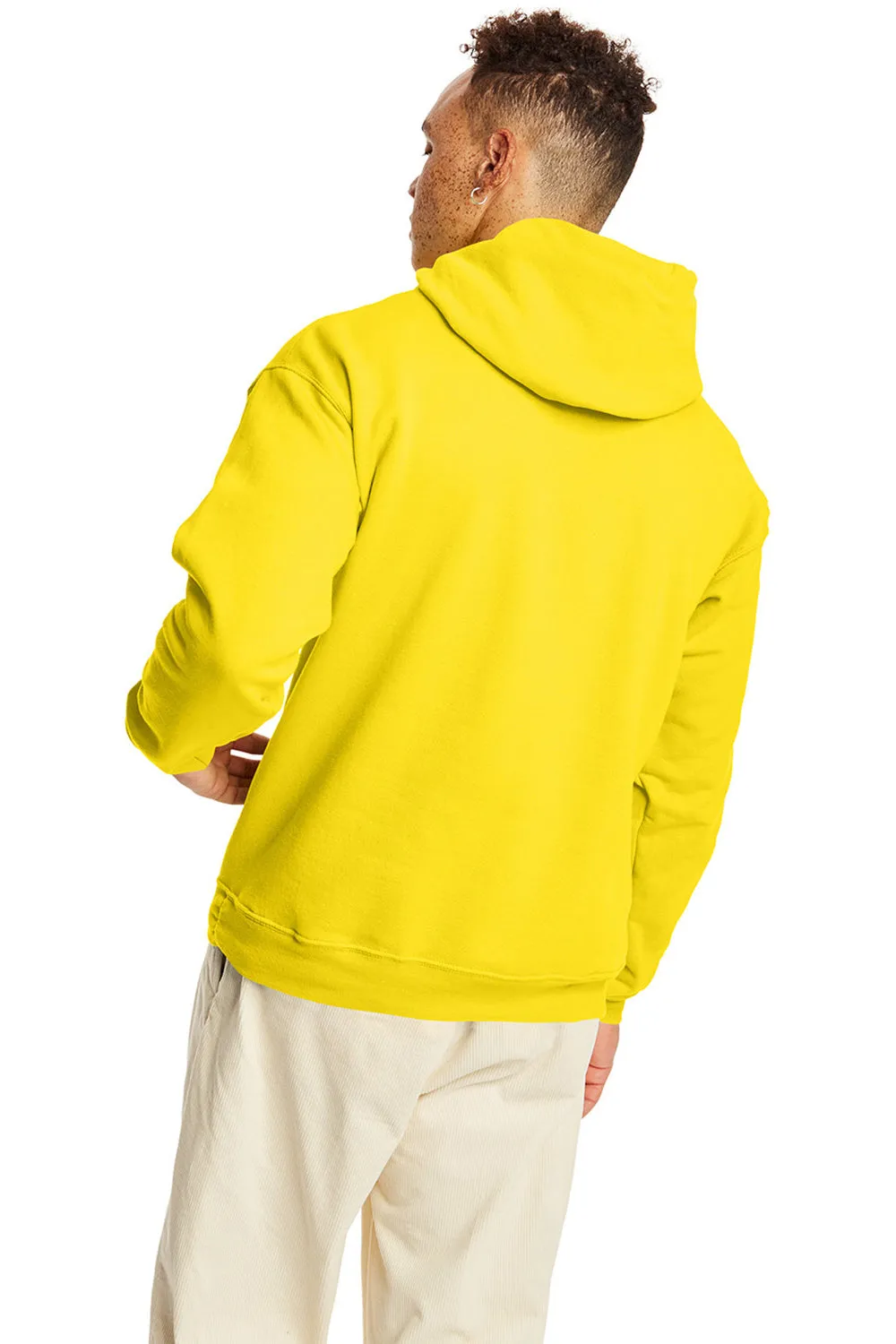 Hanes Sweat à capuche pour hommes EcoSmart Print Pro XP résistant aux boules de peluche avec poche kangourou - Jaune sportif