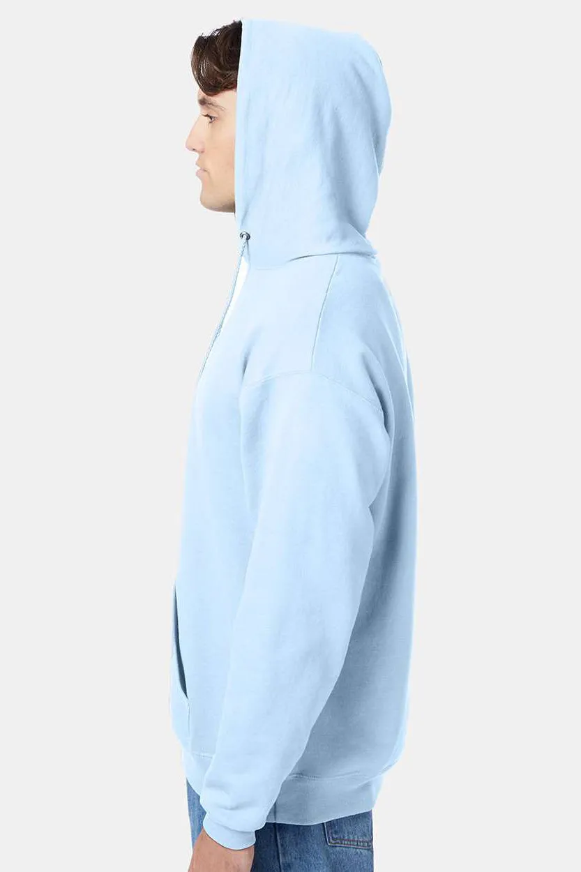 Hanes Sweat à capuche pour hommes EcoSmart Print Pro XP résistant aux boules de peluche avec poche kangourou - Bleu clair