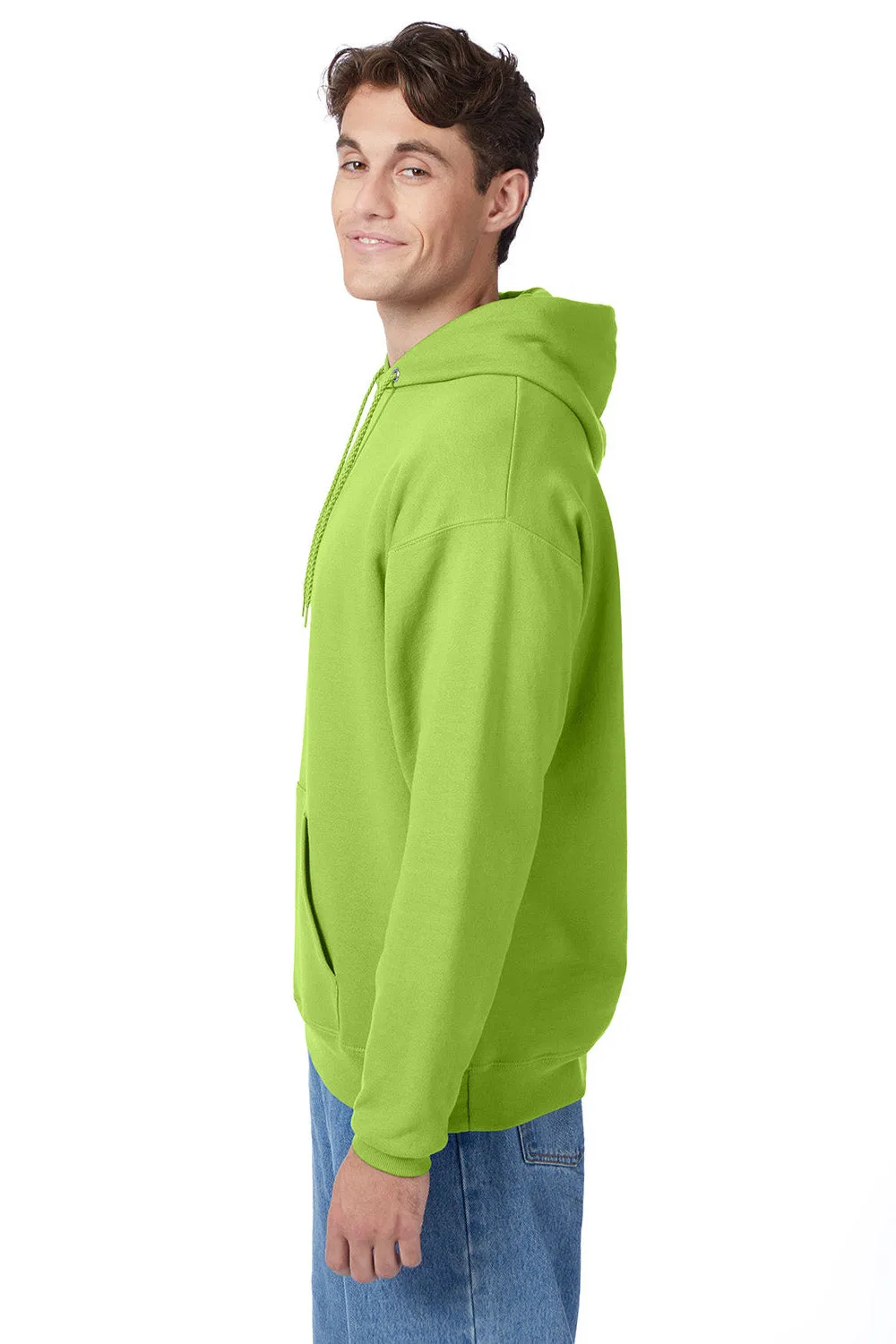 Hanes Sweat à capuche pour hommes EcoSmart Print Pro XP résistant aux boules de peluche avec poche kangourou - Vert lime