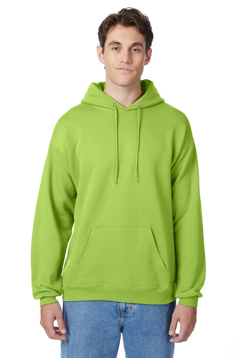 Hanes Sweat à capuche pour hommes EcoSmart Print Pro XP résistant aux boules de peluche avec poche kangourou - Vert lime