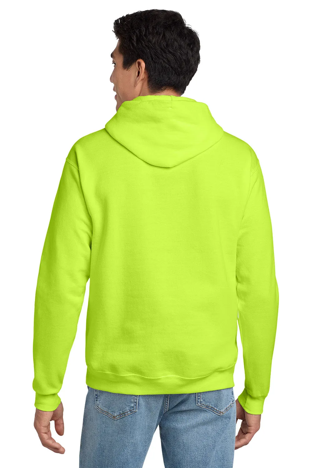 Hanes Sweat à capuche pour hommes EcoSmart Print Pro XP résistant aux boules de peluche avec poche kangourou - Vert sécurité