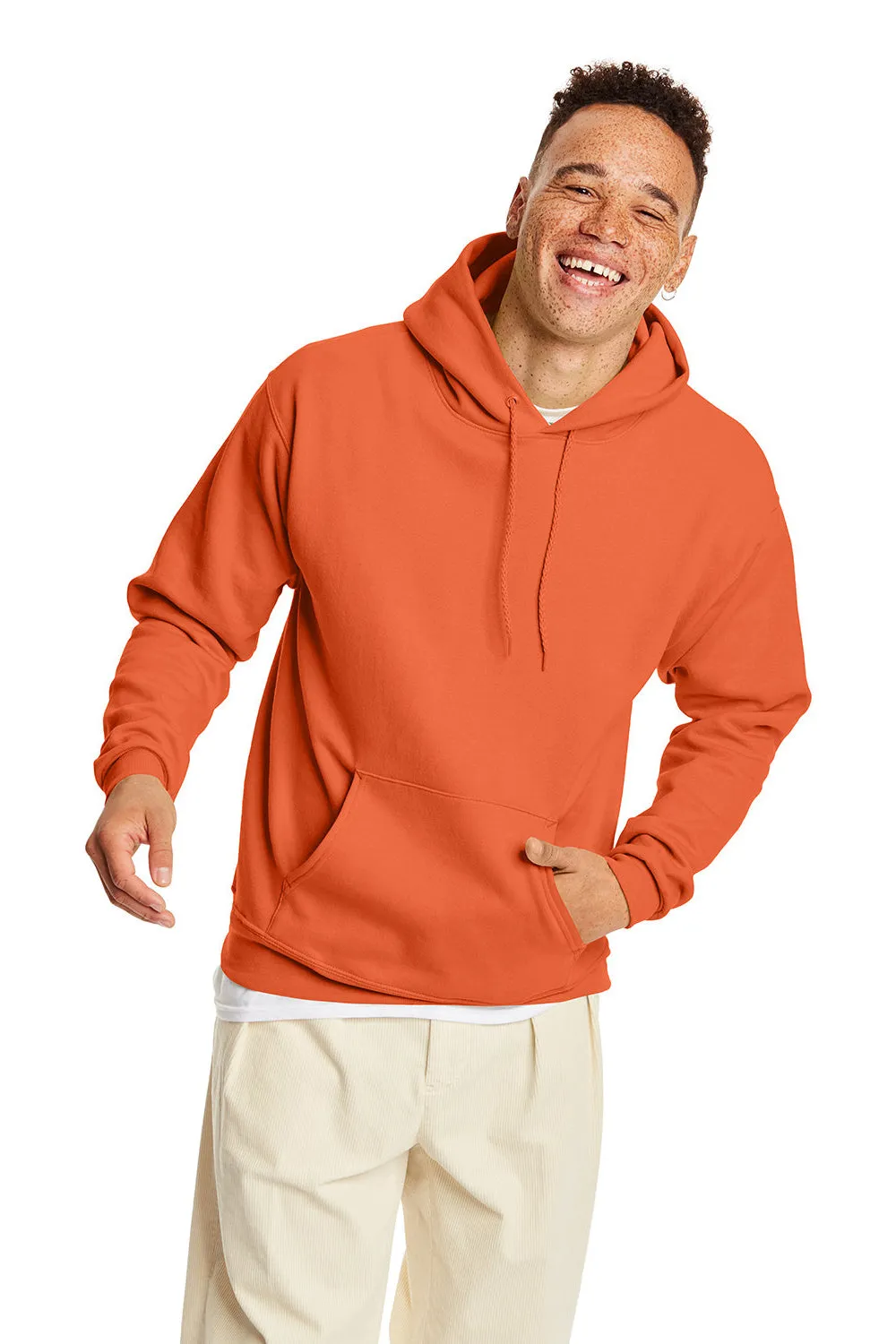 Hanes Sweat à capuche pour hommes EcoSmart Print Pro XP résistant aux boulochages avec poche kangourou - Orange Texas