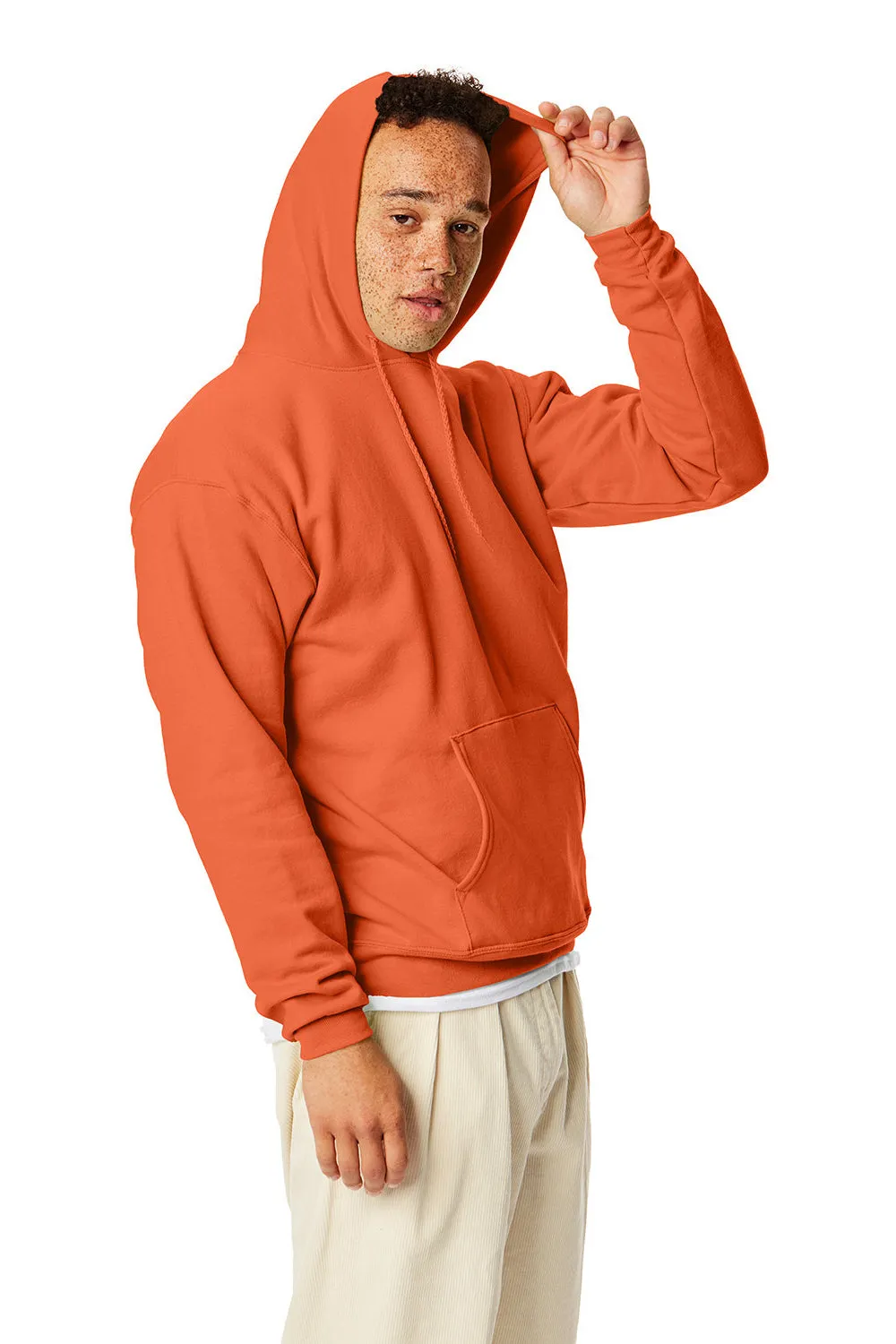 Hanes Sweat à capuche pour hommes EcoSmart Print Pro XP résistant aux boulochages avec poche kangourou - Orange Texas
