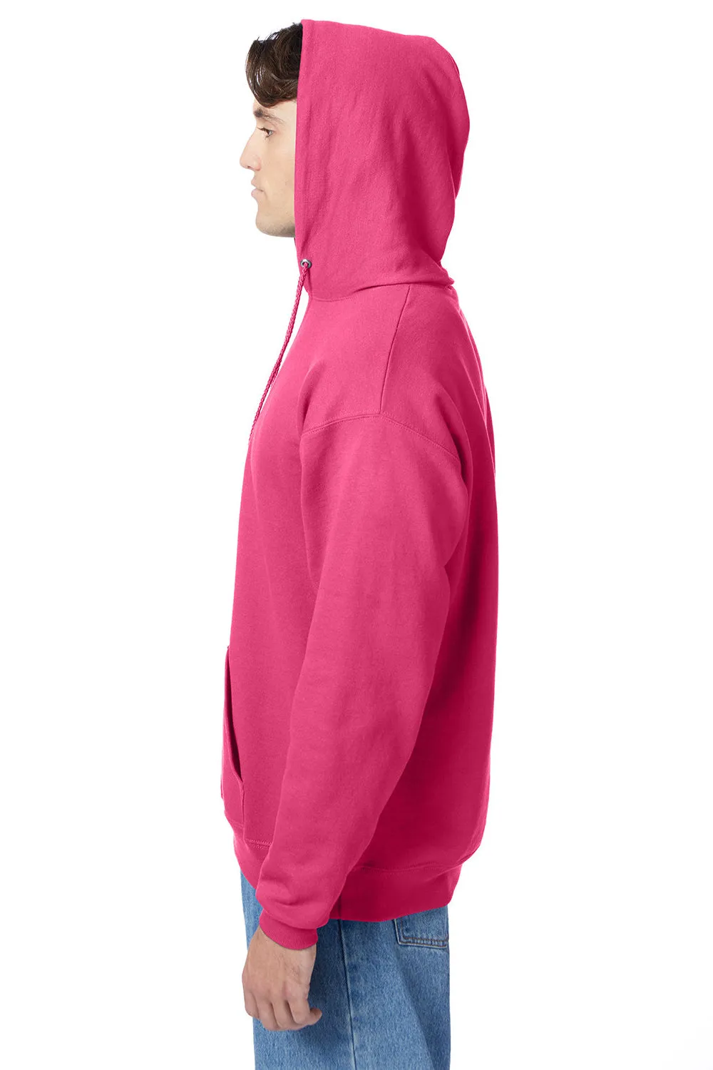 Hanes Sweat à capuche pour hommes EcoSmart Print Pro XP résistant aux boulochages avec poche kangourou - Rose vif