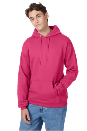 Hanes Mens EcoSmart Print Pro XP Pill Resistant Hooded Sweatshirt Hoodie w/ Pouch Pocket - Wow Pink