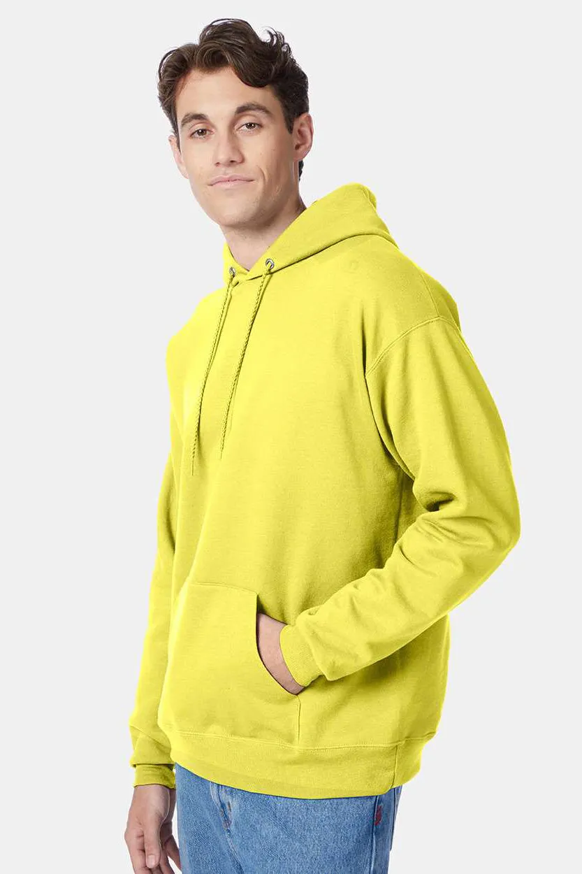 Hanes Sweat à capuche pour hommes EcoSmart Print Pro XP résistant aux boules de peluche avec poche kangourou - Jaune
