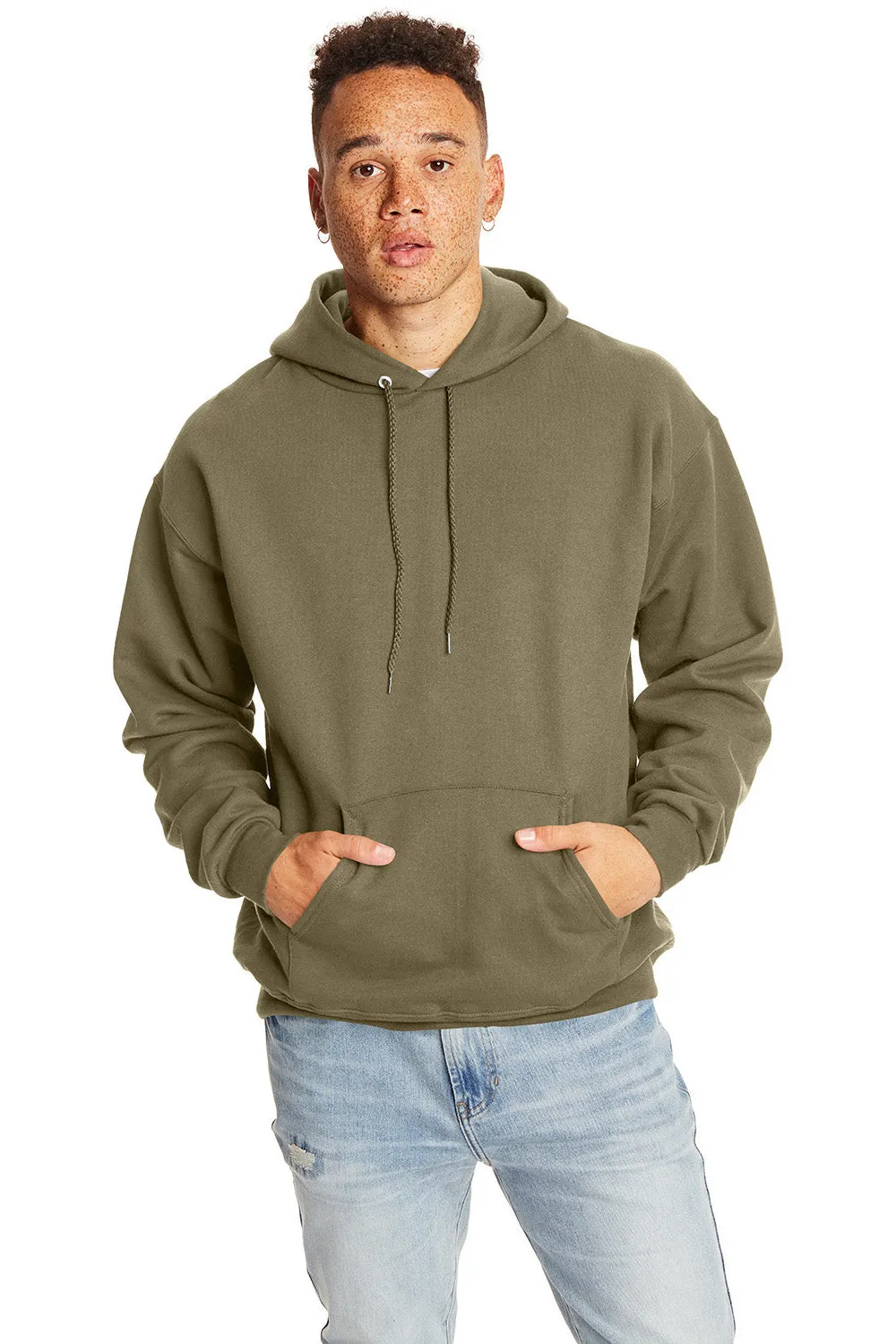 Hanes Sweat à capuche ultime en coton imprimé PrintPro XP résistant aux boulochages avec poche kangourou - Origan
