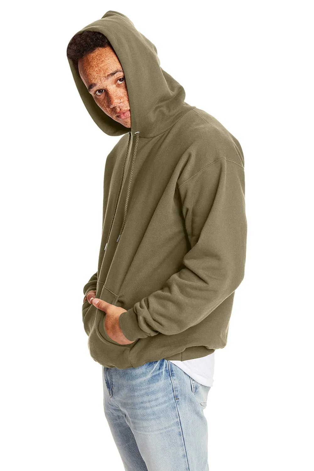 Hanes Sweat à capuche ultime en coton imprimé PrintPro XP résistant aux boulochages avec poche kangourou - Origan