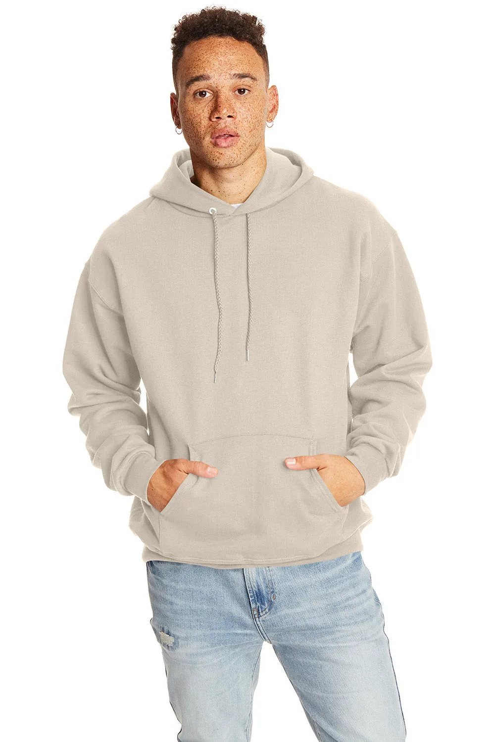 Hanes Sweat à capuche pour hommes en coton Ultimate PrintPro XP résistant aux boulochages avec poche kangourou - Sable