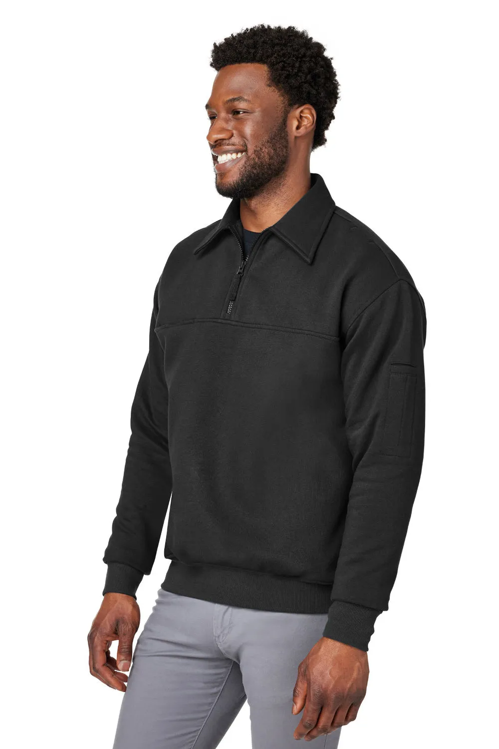 Pull à capuche 1/4 zip résistant à l'eau Harriton pour hommes avec poche - Noir