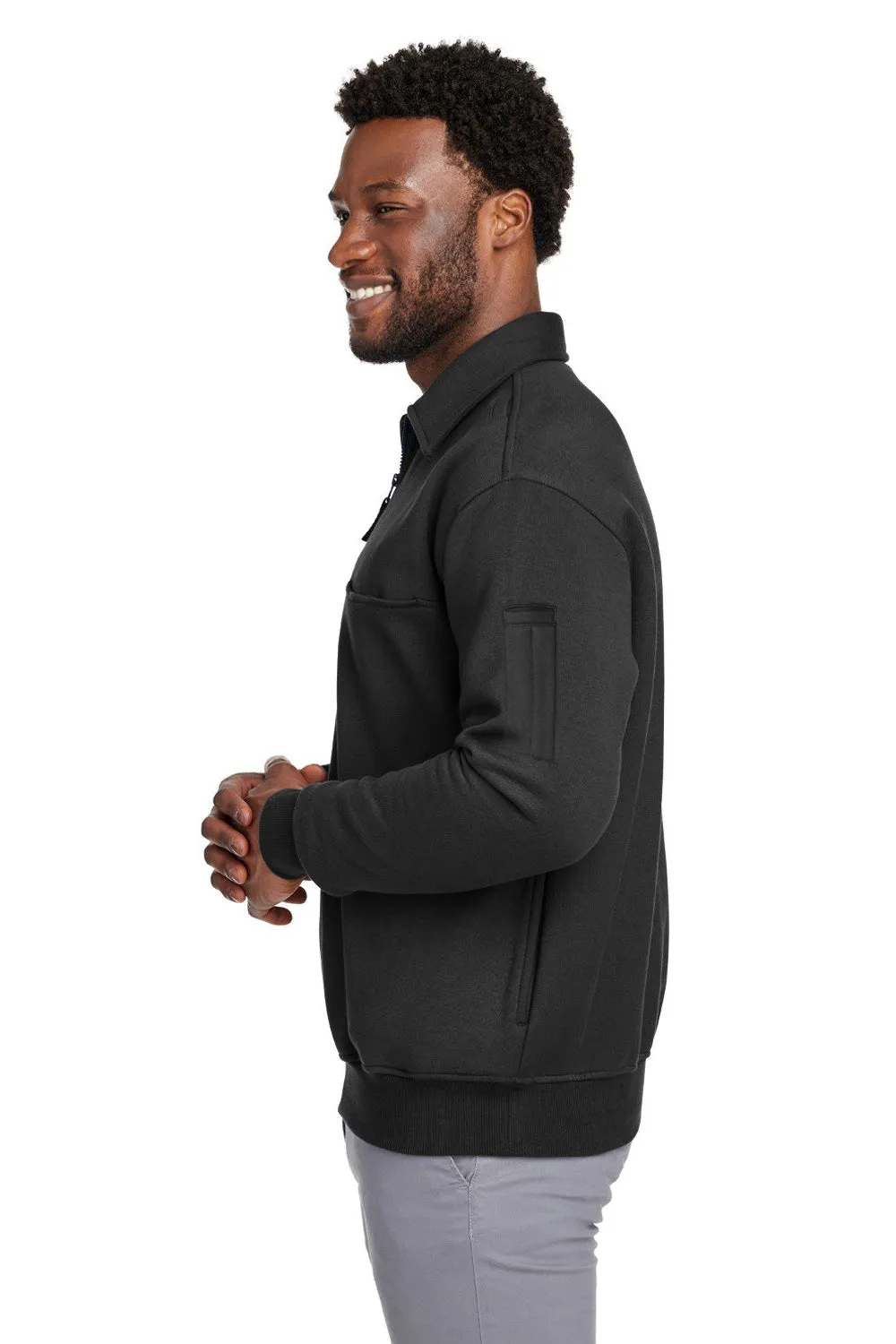 Pull à capuche 1/4 zip résistant à l'eau Harriton pour hommes avec poche - Noir