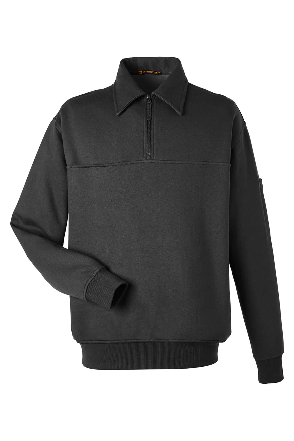Pull à capuche 1/4 zip résistant à l'eau Harriton pour hommes avec poche - Noir