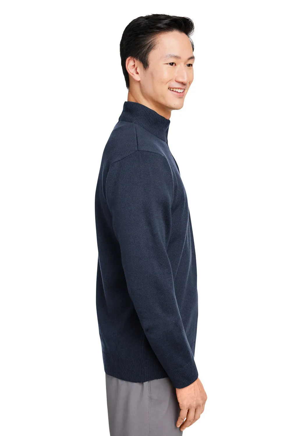 Pull sweat-shirt résistant aux pilules 1/4 zip Harriton pour hommes - Bleu marine foncé