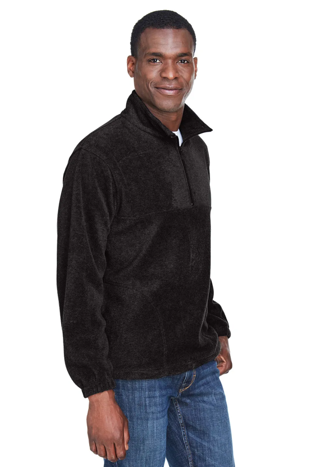 Pull à capuche 1/4 zip résistant aux pilules pour hommes Harriton avec poches - Noir