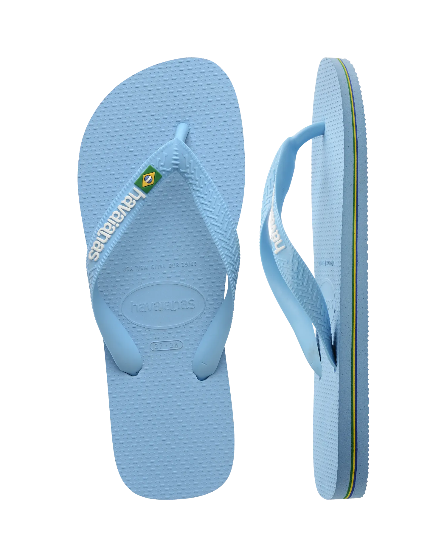 Tongues Havaianas Brésil Logo en Bleu Lavande et Blanc