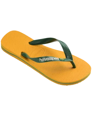 Havaianas Shoes Brazil Logo Flip Flops in Pop Yellow